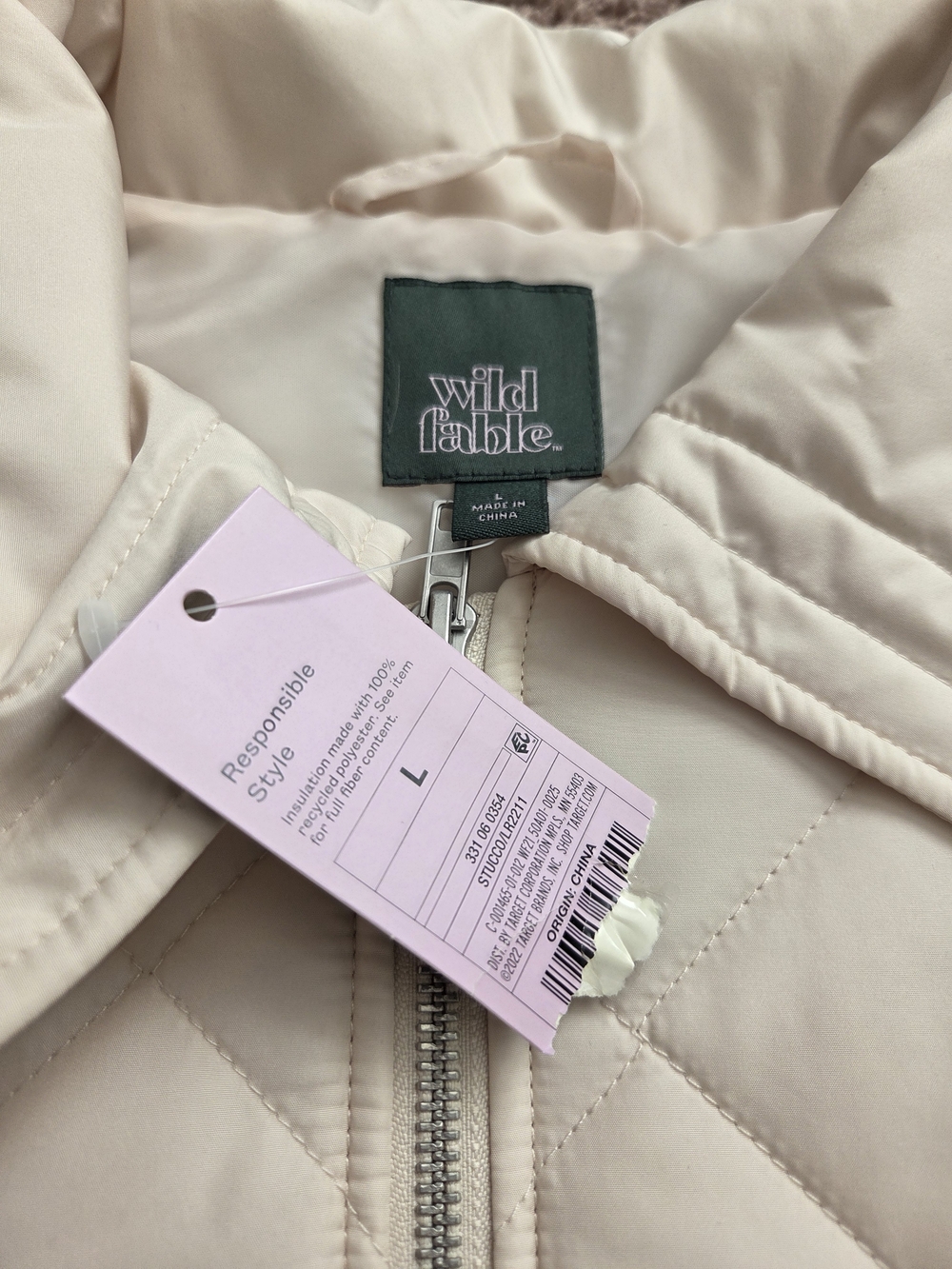 wild fable Quilted Puffer Jacket in Cream - Picture 3 of 3